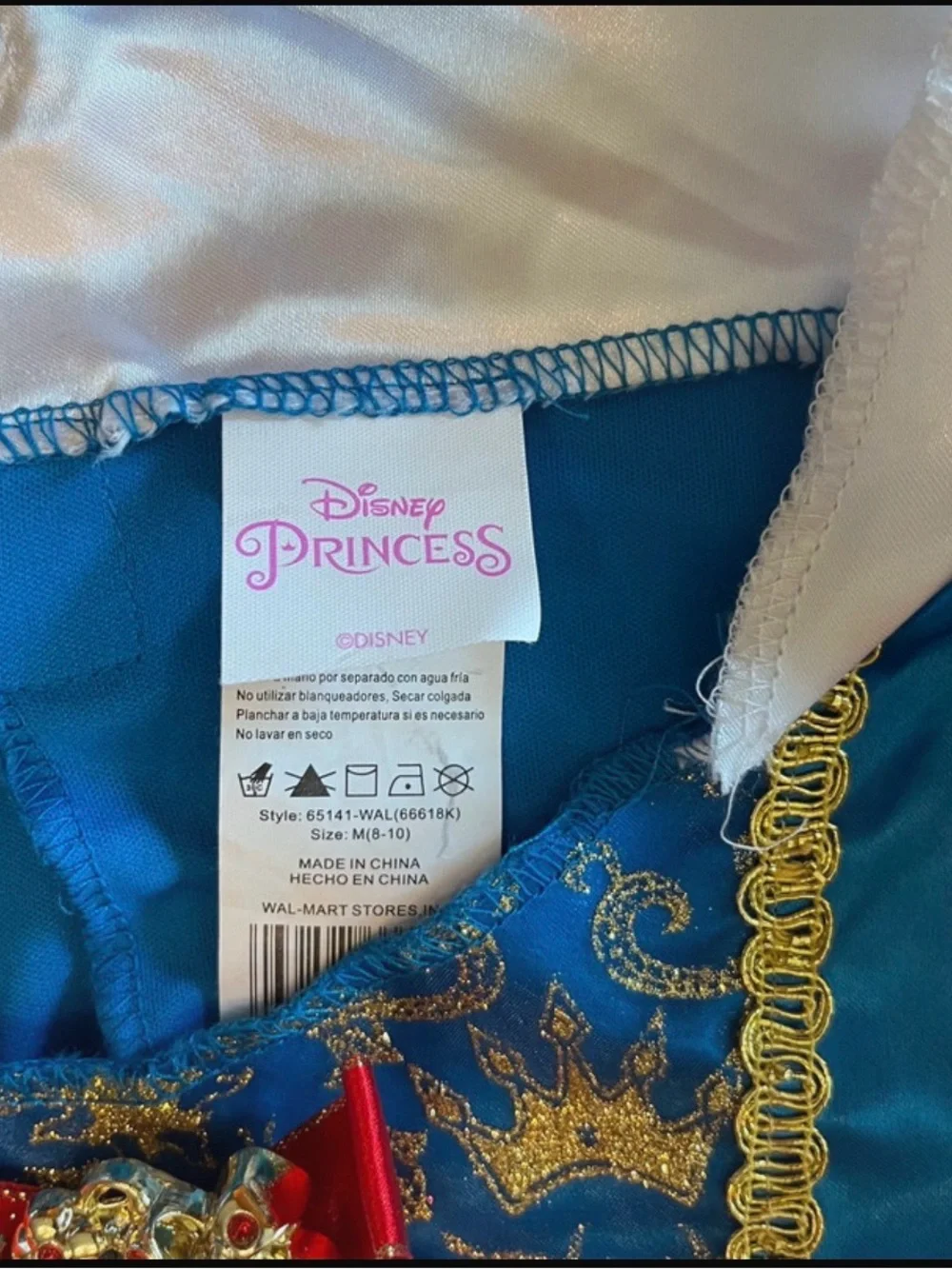 Girls Snow White Princess Dress Up Costume size M8-10